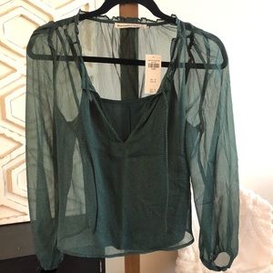 NWT Abercrombie & Fitch women’s sheer blouse top with cami XS
